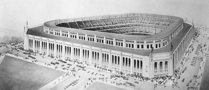 1923年：新洋基运动场建设一年后，正式向公众开放。